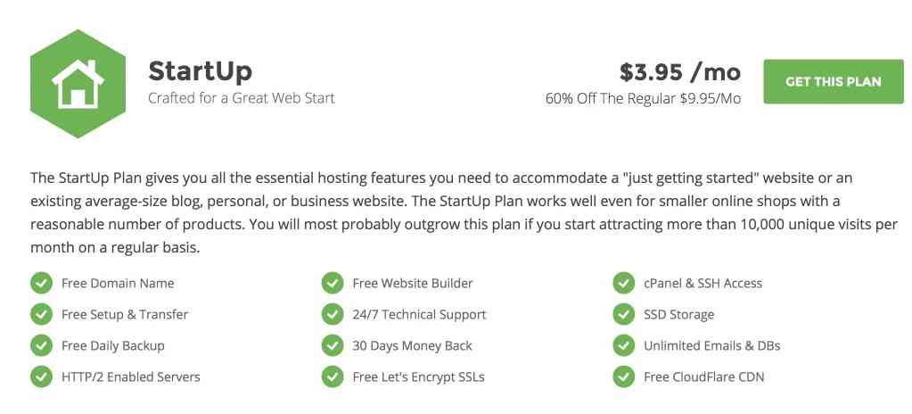 SiteGround StartUp Plan Features