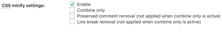 CSS Minify Settings: W3 Total Cache