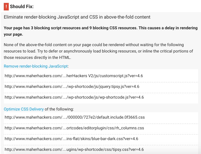 Eliminate render-blocking Javascript and CSS in above-the-fold content