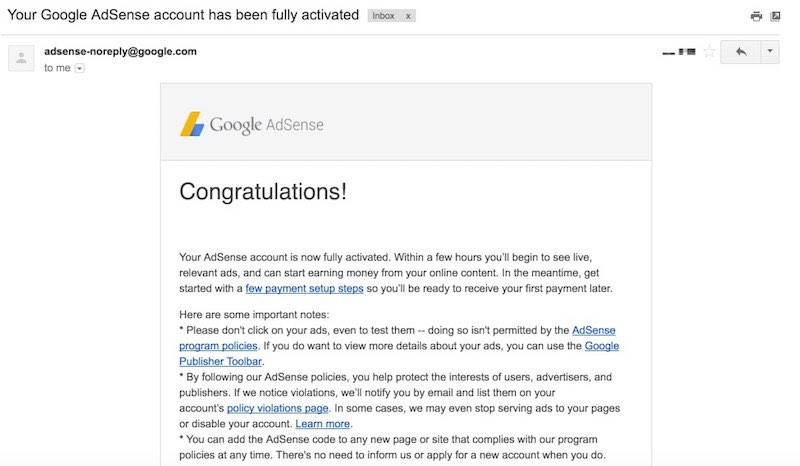Adsense approved mail