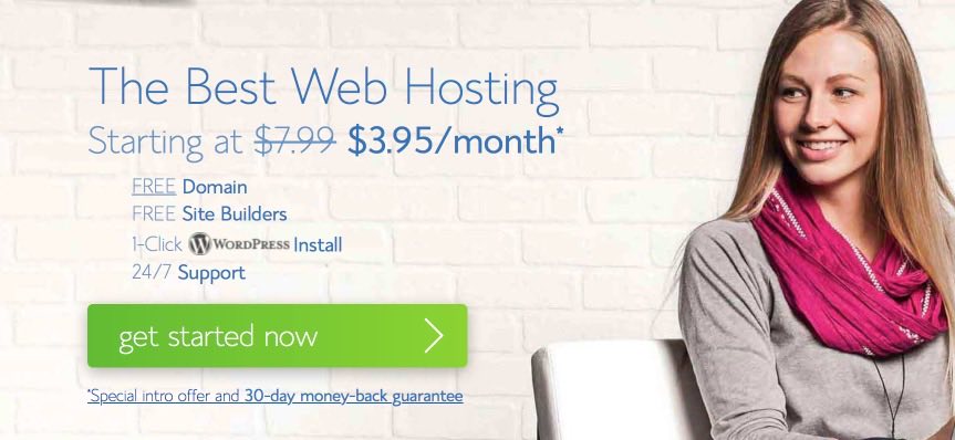 Bluehost Get Started on Homepage