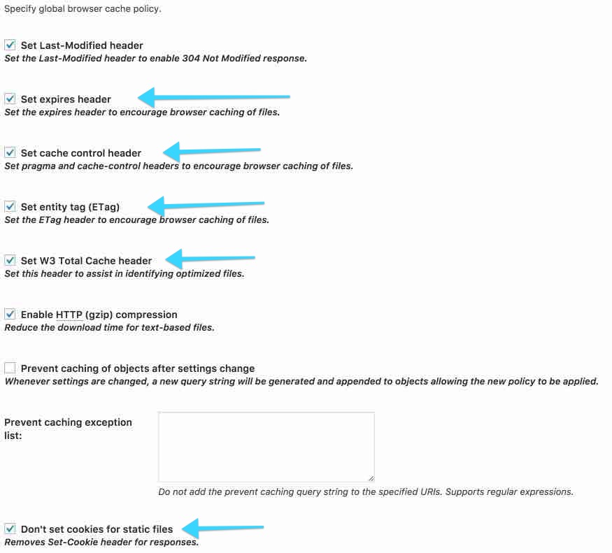 Browser Cache Settings: W3TC