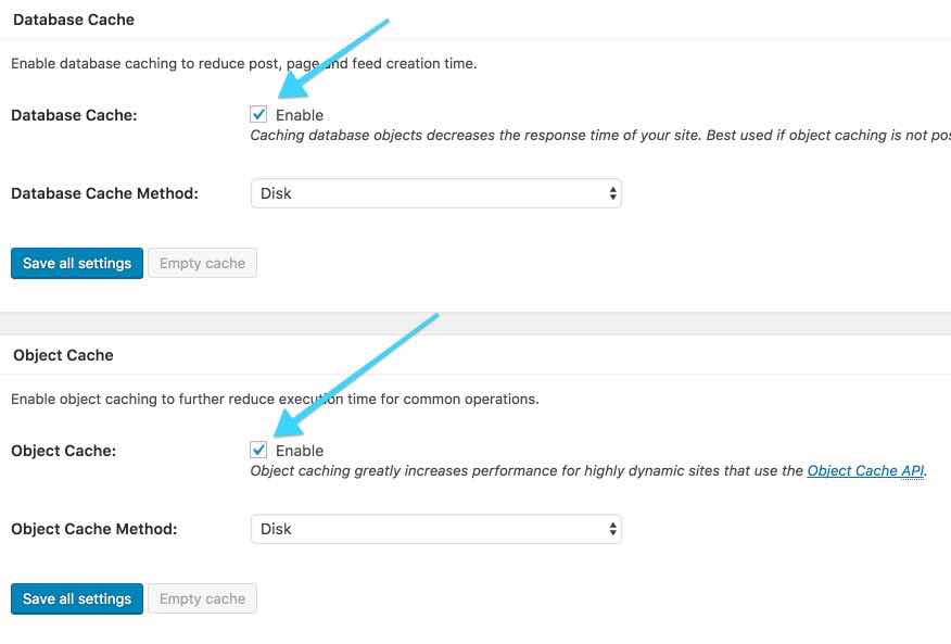 W3 Total Cache: Database & Object Cache General