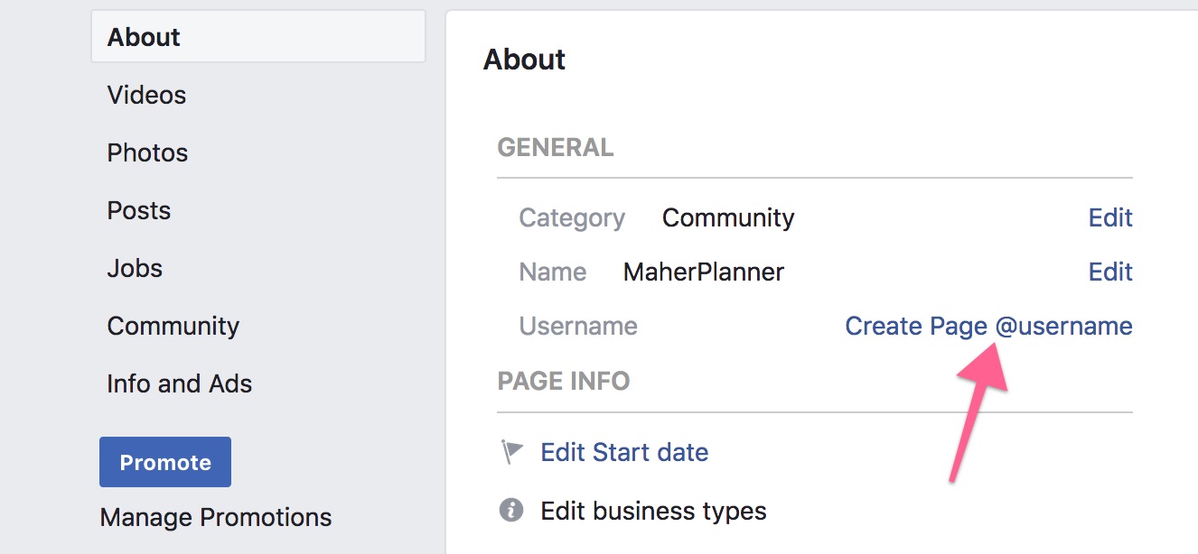 Create Page Username on Facebook