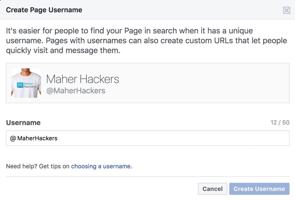 how to change facebook company page url