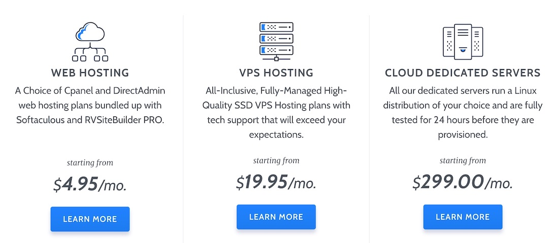 RoseHosting Hosting Options