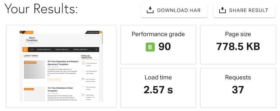 HostMonster website speed test